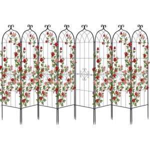 VEVOR Garden Trellis, 71 x 20 inch Rose Trellis, 4 Packs Garden Flower Rose Trellises with Powder-Coated Finish & Convenient Locking Design, Plant Support Trellises for Flowers, Vegetables, Roses(8 Packs-Style2)