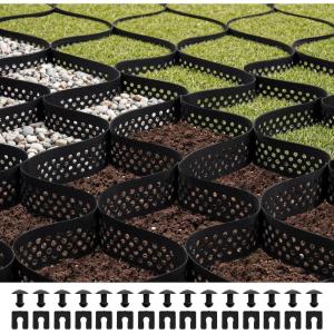 VEVOR Gravel Grid, 3 Inch Depth, 24.93 x 9.52 FT / 7600 x 2900 mm, 1880 LBS Per Sq ft Grass Ground Retainer, Permeable Geo Grids Driveway Stabilization, for Garden, Patio, Walkway, RV Parking Slopes