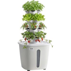 VEVOR Hydroponic Tower, 20 Pods 4 Tiers Hydroponics Growing System Kit, Vertical Home Hydronic Garden with 20L Water Tank & Pump, Planter Plants Germination Kit for Indoor Herbs, Fruits, Vegetables