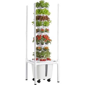VEVOR Hydroponic Tower, 45 Pods 9 Tiers Hydroponics Growing System Kit with LED Grow Light, App Control & Casters, Vertical Home Garden with 20L Water Tank & Pump for Indoor Herbs, Fruits, Vegetables