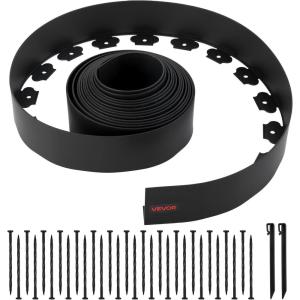 VEVOR Landscape Edging, 20 ft x 2 in Plastic Garden Border Edging with 20 Spikes, No Dig, Flexible Lawn Edgings Roll, UV-Resistant Mini Fence Borders Pathway Edgings for Flower Beds Yard Paver(33ft*4in（L-shaped）)