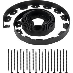 VEVOR Landscape Edging, 20 ft x 2 in Plastic Garden Border Edging with 20 Spikes, No Dig, Flexible Lawn Edgings Roll, UV-Resistant Mini Fence Borders Pathway Edgings for Flower Beds Yard Paver(20ft*2in（L-shaped）)