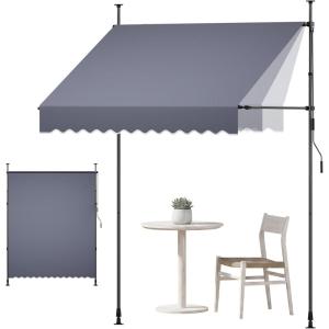 VEVOR Manual Retractable Awning, 78″ Outdoor Retractable Patio Awning Sunshade Shelter, Height Adjustable Patio Door Window Canopy with Manual Crank Handle for Backyard, Garden, Balcony, Dark Gray