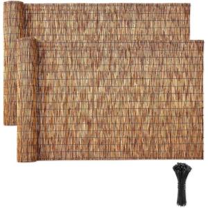 VEVOR Natural Reed Fencing, 4 ft x 13.12 ft, 2 Pack Decorative Natural Reed Fencing Roll, Decorative Fence for Backyard Divider, Privacy Screen Panel Curtain for Balcony Patio Garden Backyard Outdoor(Brown)