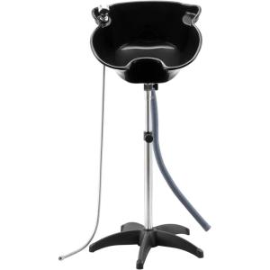 VEVOR Portable Shampoo Bowl, Shampoo Sink for Washing Hair with Electric Pump, Includes 2 Buckets 2 Showerheads, Drain Hose, Height and Angle Adjustable Portable Wash Bowl for Home Salon Use, Black(Hair sink w/shower head（Upgraded version）)