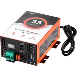 VEVOR RV Power Converter, 65 Amp, 110V AC to 12V DC RV Converter Battery Charger, Multi Stage Smart Charging, 13V to 16.5V Operating Range, Compatible with Lithium & Lead Acid Battery, for Camper(55 AMP)