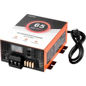 VEVOR RV Power Converter, 65 Amp, 110V AC to 12V DC RV Converter Battery Charger, Multi Stage Smart Charging, 13V to 16.5V Operating Range, Compatible with Lithium & Lead Acid Battery, for Camper(65 AMP)