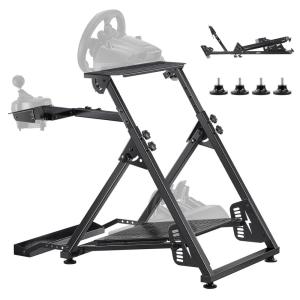 VEVOR Racing Wheel Stand, Heavy-Duty Simulator Cockpit Steering Stand with Dual-Rail Dual-Arm, Fit Logitech G25,G27,G29,G920,G923, Thrustmaster T300RS,TX F458,T500RS,T3PA-PRO (F1/GT) and CSR Pedals(X-shaped Pro)