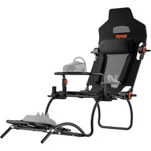VEVOR Racing Wheel Stand, Racing Cockpit with Wheels for Logitech G923 G920 G29 & Thrustmaster T248P, Heavy Duty Steel Adjustable Cockpit, Max Load 330 LBS(Portable Large Base)