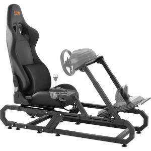 VEVOR Racing Wheel Stand, Racing Cockpit with Wheels for Logitech G923 G920 G29 & Thrustmaster T248P, Heavy Duty Steel Adjustable Cockpit, Max Load 330 LBS(Small Base without Wheels)