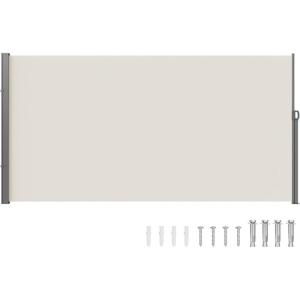 VEVOR Retractable Side Awning, 71″ x 118″ Patio Retractable Side Screen with 180 g/m² Polyester Fabric, Waterproof Sunshade Outdoor Privacy Screen Room Divider for Garden, Balcony, Pools, Deck, Gray(Beige)