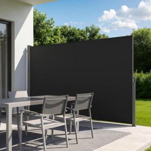 VEVOR Retractable Side Awning, 71″ x 118″ Patio Retractable Side Screen with 180 g/m² Polyester Fabric, Waterproof Sunshade Outdoor Privacy Screen Room Divider for Garden, Balcony, Pools, Deck, Gray(Black)