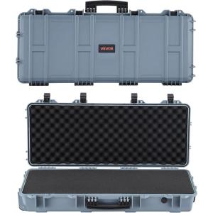VEVOR Rifle Case, Rifle Hard Case with 4 Layers Fully-protective Foams, Lockable Hard Gun Case with Wheels, IP67 Waterproof & Crushproof, for Rifles or Shotguns(Grey)