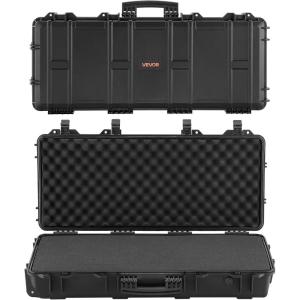 VEVOR Rifle Case, Rifle Hard Case with 4 Layers Fully-protective Foams, Lockable Hard Gun Case with Wheels, IP67 Waterproof & Crushproof, for Rifles or Shotguns(Black)