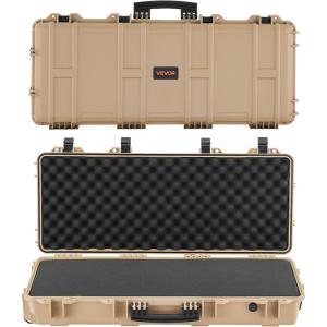 VEVOR Rifle Case, Rifle Hard Case with 4 Layers Fully-protective Foams, Lockable Hard Gun Case with Wheels, IP67 Waterproof & Crushproof, for Rifles or Shotguns(Khaki)