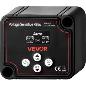VEVOR Split Charge Relay Kit, 6mtr 12V, Automatic Dual Battery Isolator Kit with 140AMP Voltage Sense Relay VSR, Compatible with RV Marine Car Vehicle Truck Caravan Camper Yacht ATV UTV Boats Workshop(140 AMP Isolator for Lithium)