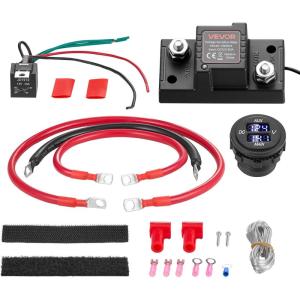 VEVOR Split Charge Relay Kit, 6mtr 12V, Automatic Dual Battery Isolator Kit with 140AMP Voltage Sense Relay VSR, Compatible with RV Marine Car Vehicle Truck Caravan Camper Yacht ATV UTV Boats Workshop(80 AMP Kit for UTV)