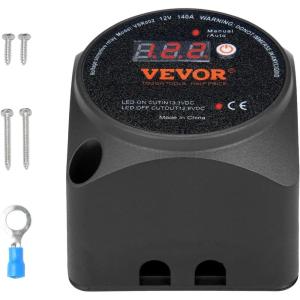 VEVOR Split Charge Relay Kit, 6mtr 12V, Automatic Dual Battery Isolator Kit with 140AMP Voltage Sense Relay VSR, Compatible with RV Marine Car Vehicle Truck Caravan Camper Yacht ATV UTV Boats Workshop(140 AMP Isolator)