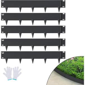 VEVOR Steel Landscape Edging, 5 Packs 39 x 5 in Rust-Resistant Metal Landscape Edging, Bendable Garden Edging Border, Heavy Duty Lawn Edging, Easy-to-Install, Flower Bed Yard Pathway Divider Dark Gray(39″ L x 5″ H)