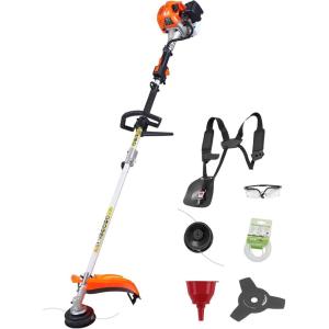 VEVOR String Trimmer, 26cc 2 in 1 Weed Eater, 17″ Grass Trimmer with 10″ Brush Cutter, Weed Eater Gas Powered Shoulder Strap & 3T Blade, 2-Stroke Weed Wacker Gas for Quick Grass Cleaning(26 CC)