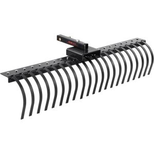 VEVOR Tow Behind Dethatcher, 48-inch Tow Dethatcher with 24 Spring Steel Tines, Lawn Dethatcher Rake for ATV or Mower, Tow Behind Lawn Rake with Lift Handle for Garden Farm Grass(60″ Rake without 3-Point Attachments)