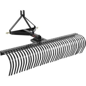 VEVOR Tow Behind Dethatcher, 48-inch Tow Dethatcher with 24 Spring Steel Tines, Lawn Dethatcher Rake for ATV or Mower, Tow Behind Lawn Rake with Lift Handle for Garden Farm Grass(72″ Tow Dethatcher with 3-point Attachments)