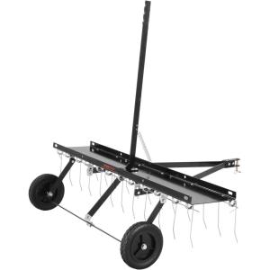 VEVOR Tow Behind Dethatcher, 48-inch Tow Dethatcher with 24 Spring Steel Tines, Lawn Dethatcher Rake for ATV or Mower, Tow Behind Lawn Rake with Lift Handle for Garden Farm Grass(48″ ATV Rake)