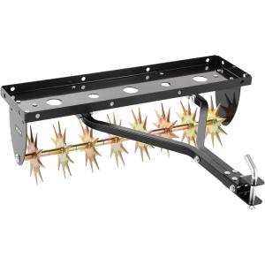 VEVOR Tow Behind Plug Aerator, 32 in Lawn Spike Aerator with Universal Hitch, Heavy Duty & Rust-Resistant, Pull Behind Spike Aerator Tool with Folded Edge Tray, for Farmland & Garden Tractors(Spike Aerator (32in))