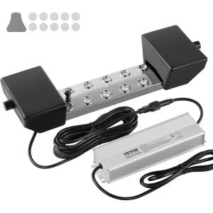 VEVOR Ultrasonic Mist Maker 12 Head, 9000mL/H Ultrasonic Fogger, Mist Maker with 300W IP67 Waterproof Power Supply, Buoy, Replacement Discs, for Pond, Garden, Rockery, Greenhouse, Halloween Decoration(10 Head)
