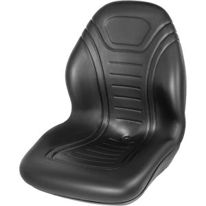 VEVOR Universal Lawn Tractor Seat Replacement, Compact High Back Mower Seat, Black Vinyl Forklift Seat, Central Drain Hole Skid Steer Seat with Mounting Bolt Patterns of 8″ x 11.5″ & 11.25″ x 11.5″(1Pc Black)