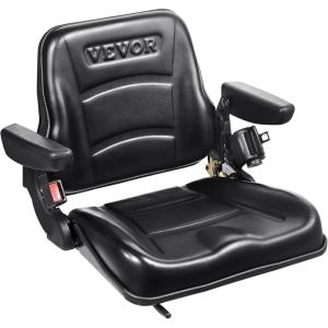 VEVOR Universal Tracor Seat, Lawn Mower Seat with Micro Switch and Drainage Holes, 6.3-11.8 inch Extended Slot Tractor Seat for Tractor Loader Excavator(2023New with Armrest+Belt)