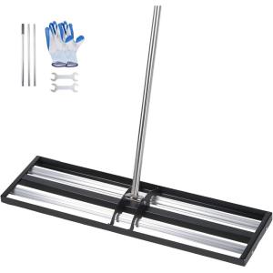 VEVOR Updated Lawn Leveling Rake with Roller, 30″ x 10″ Stainless Steel Lawn Leveler with 83.9″ Adjustable Handle, Heavy Duty Yard Leveling Rake, Effort Saving Lawn Leveling Tool for Yard Golf Court