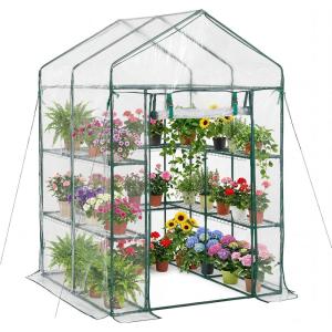 VEVOR Walk-in Greenhouse, 78″ x 39.4″ x 78.7″ Greenhouse for Outdoors with Window, PE Cover, 3-Tier Shelf, Roll-Up Zipper Doors, Walk in Green House Kit, Portable Plant Garden Hot House for Backyard(Clear)
