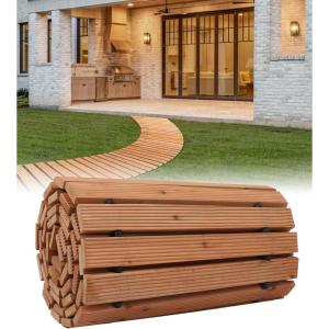 VEVOR Wooden Garden Pathway, Roll Out Cedar Outdoor Walkway 8 ft x 17 in, Non-Slip Curved Garden Walkway, Beach Wood Road Floor,Decorative Lawn Paver for Backyard Boardwalk Wedding Party(8ft*17in)