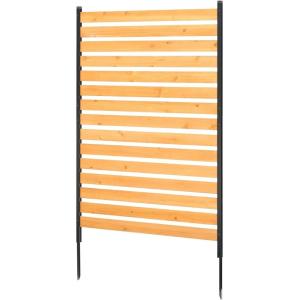 VEVOR Wooden Privacy Fence, 48 x 49 inch Air Conditioner Fence, 2 Panel Solid Outdoor Wood Privacy Screen with Metal Stakes, Steel Frame, Trash Can Hider Fences Suitable for Garden, Pool(1)