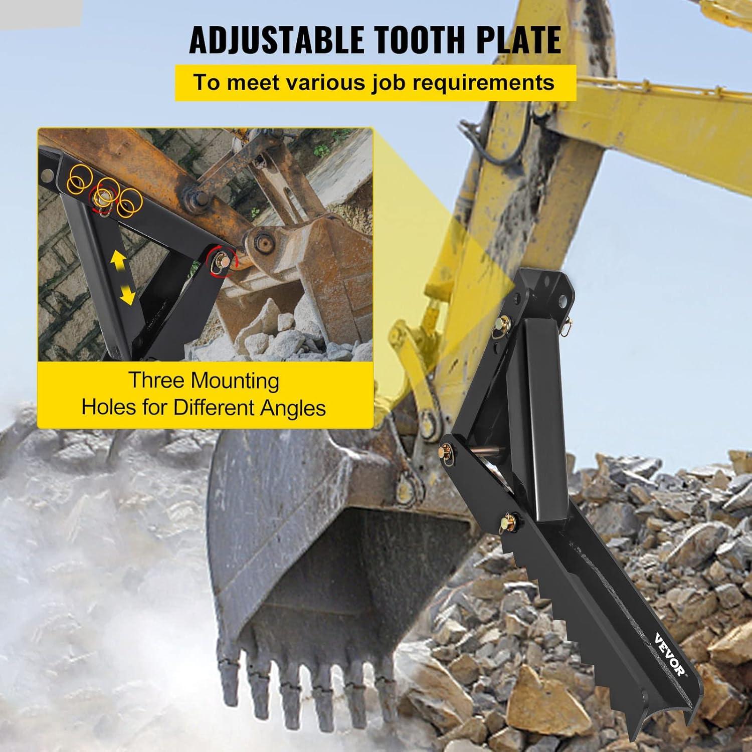 image:image18 inch Backhoe Excavator Thumb Attachments Weld On Adjustable Boom Tractor Excavator 12Inch Teeth Thick Steel Plate Assembly 12MM BoltOn Design32inch