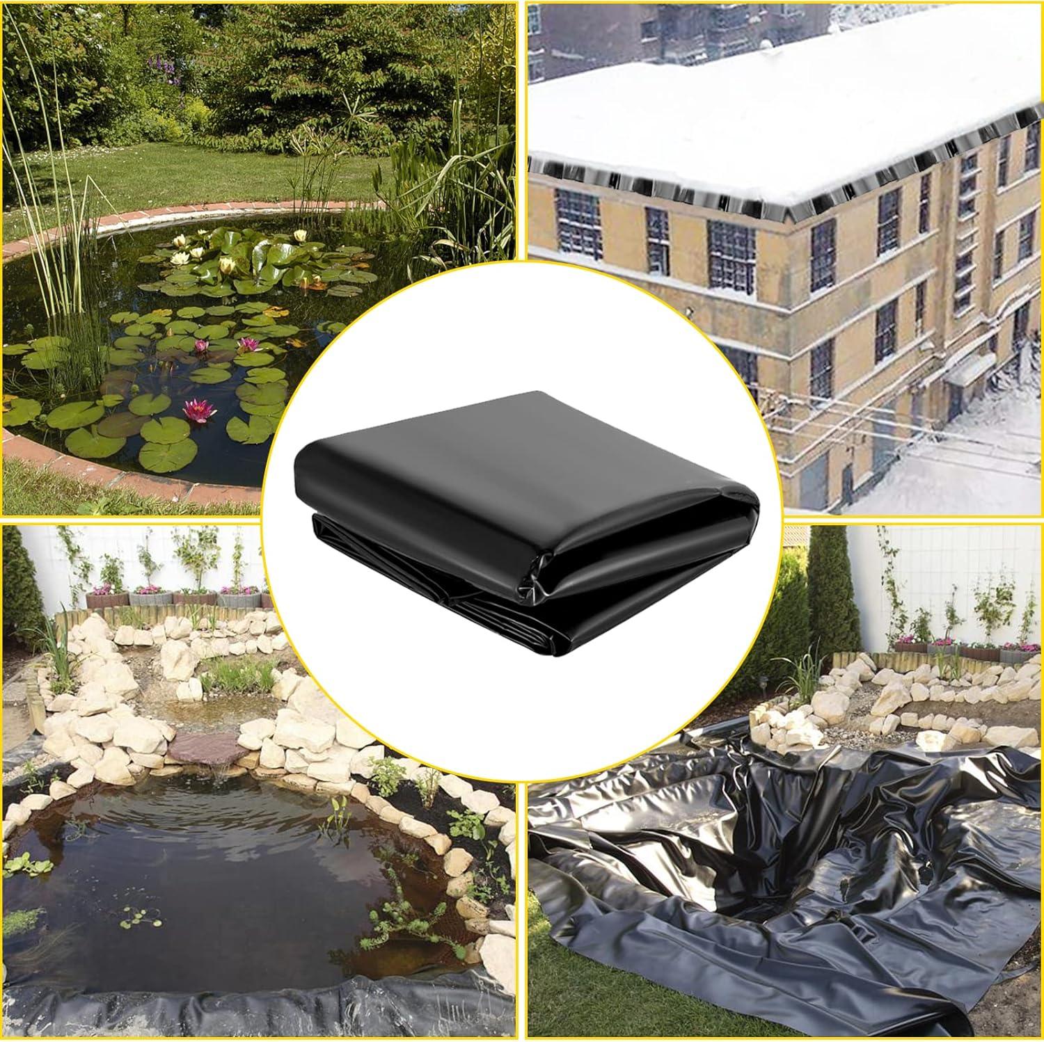 image:imageVEVOR 10 x 13 ft Pond Liner 20 Mil Thickness Pliable amp Durable LLDPE Material Easy Cutting Underlayment for Fish or KoiWaterfall Fountains Water Gardens Black15 x 20 ft