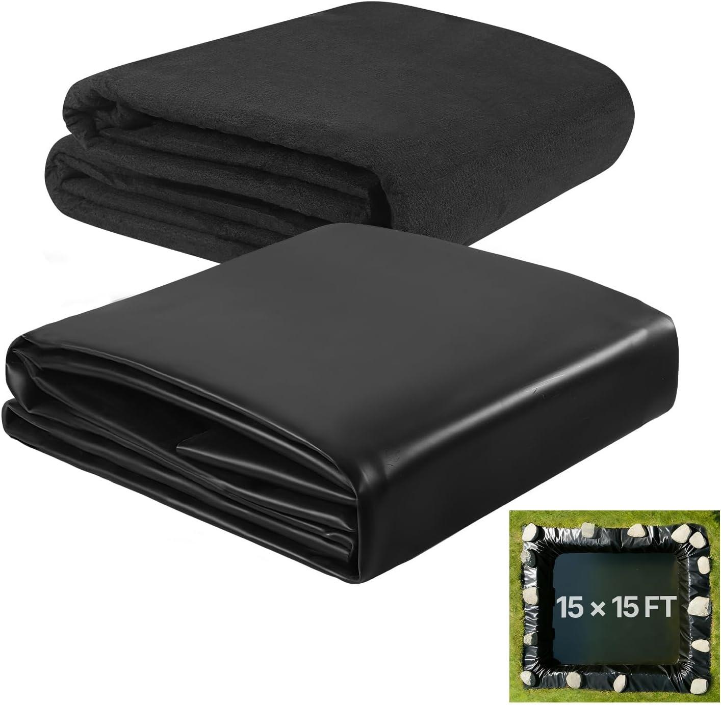 image:imageVEVOR 10 x 13 ft Pond Liner 20 Mil Thickness Pliable amp Durable LLDPE Material Easy Cutting Underlayment for Fish or KoiWaterfall Fountains Water Gardens Black15 x 15 ft
