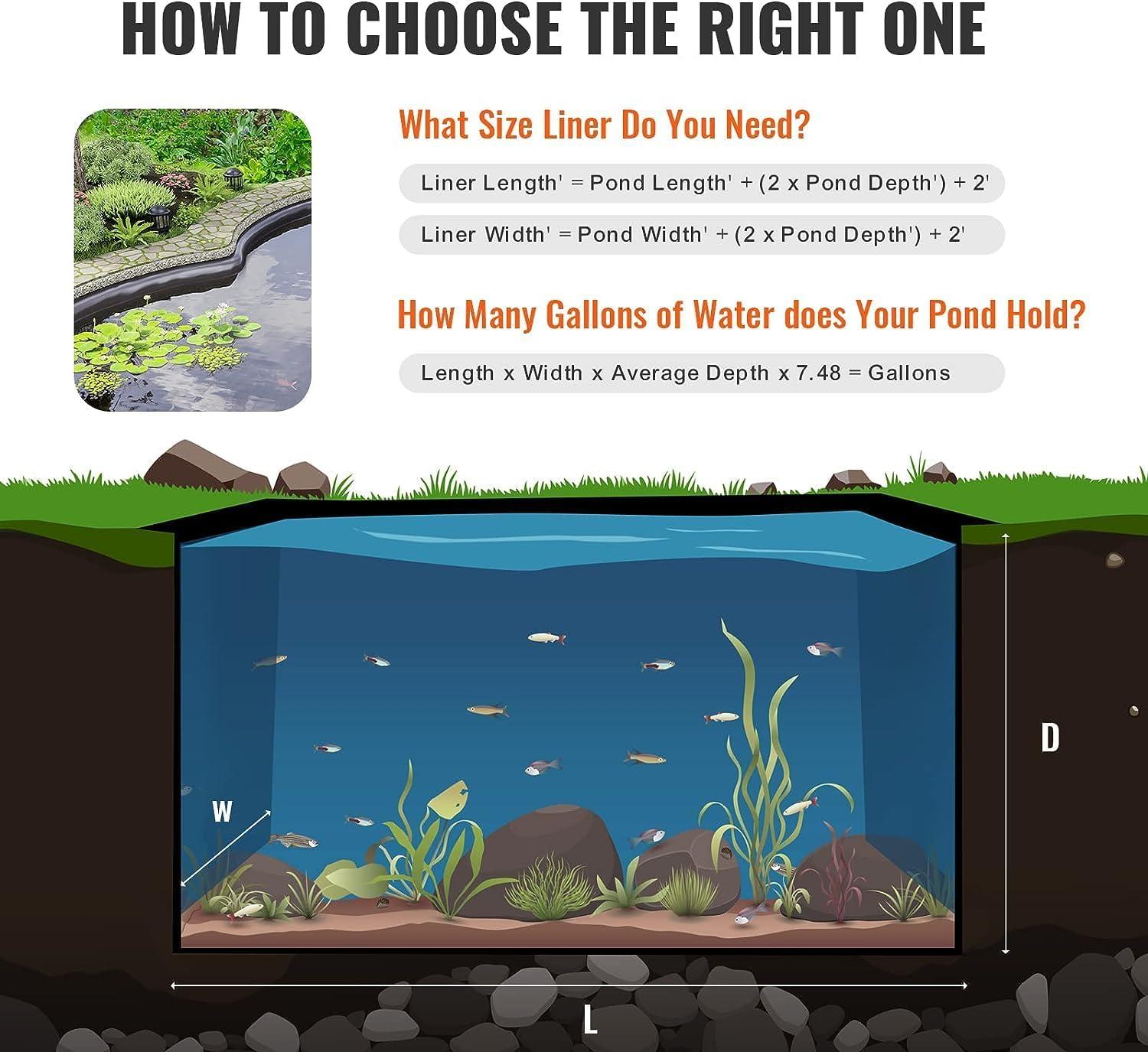 image:imageVEVOR 10 x 13 ft Pond Liner 20 Mil Thickness Pliable amp Durable LLDPE Material Easy Cutting Underlayment for Fish or KoiWaterfall Fountains Water Gardens Black15 x 20 ft