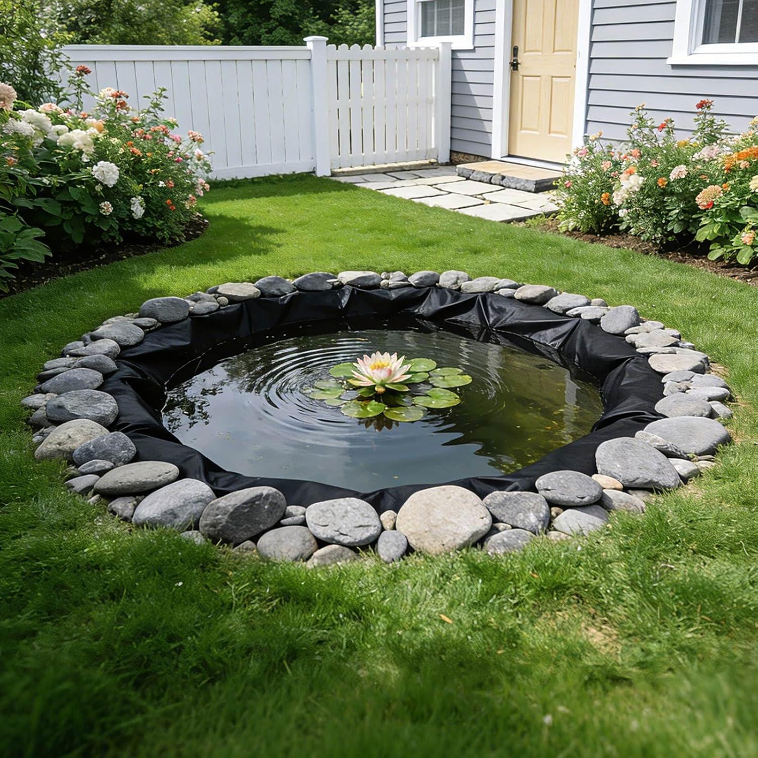 image:imageVEVOR 10 x 13 ft Pond Liner 20 Mil Thickness Pliable amp Durable LLDPE Material Easy Cutting Underlayment for Fish or KoiWaterfall Fountains Water Gardens Black15 x 15 ft