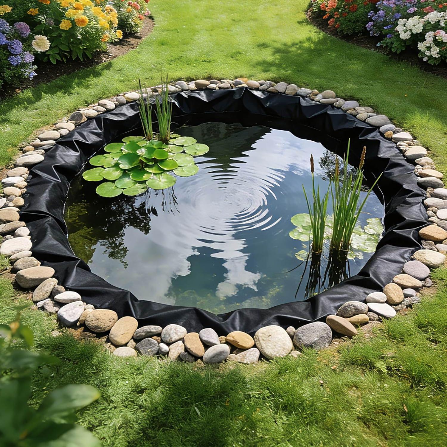 image:imageVEVOR 10 x 13 ft Pond Liner 20 Mil Thickness Pliable amp Durable LLDPE Material Easy Cutting Underlayment for Fish or KoiWaterfall Fountains Water Gardens Black20 x 25 ft