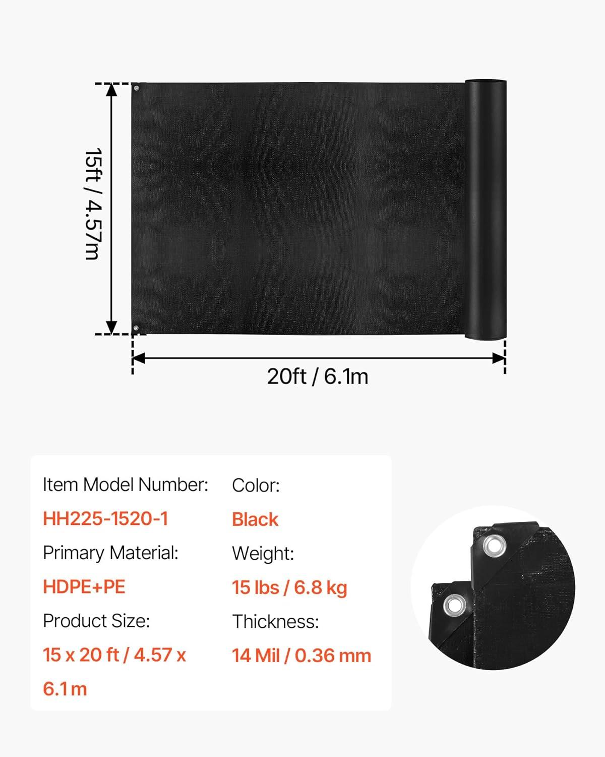 image:imageVEVOR 10 x 13 ft Pond Liner 20 Mil Thickness Pliable amp Durable LLDPE Material Easy Cutting Underlayment for Fish or KoiWaterfall Fountains Water Gardens Black15 x 20 ft
