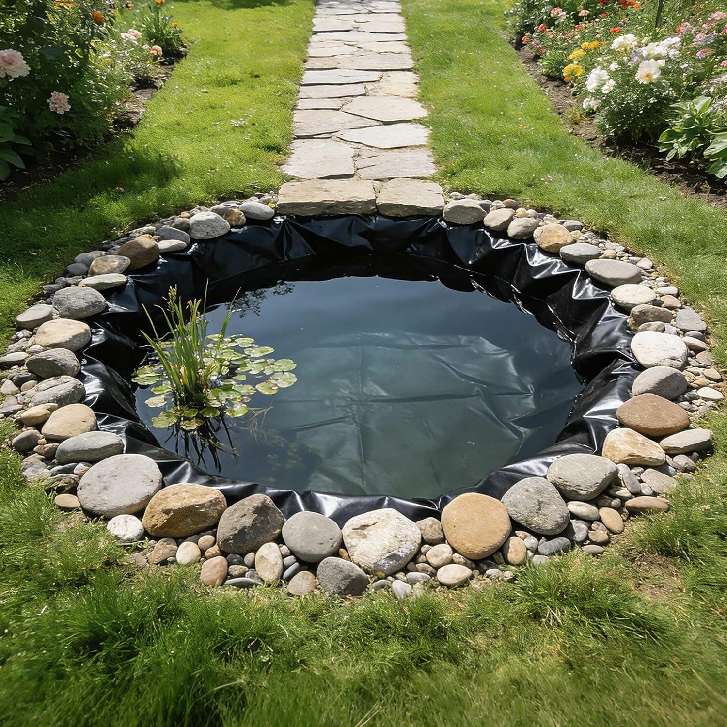image:imageVEVOR 10 x 13 ft Pond Liner 20 Mil Thickness Pliable amp Durable LLDPE Material Easy Cutting Underlayment for Fish or KoiWaterfall Fountains Water Gardens Black15 x 15 ft