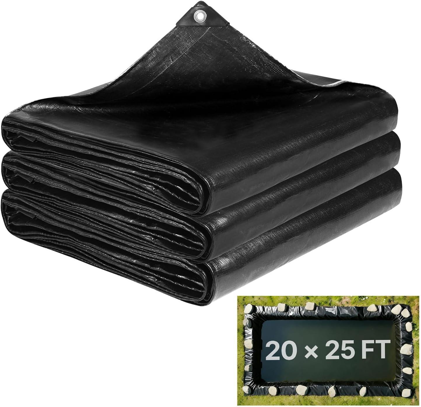 image:imageVEVOR 10 x 13 ft Pond Liner 20 Mil Thickness Pliable amp Durable LLDPE Material Easy Cutting Underlayment for Fish or KoiWaterfall Fountains Water Gardens Black20 x 25 ft