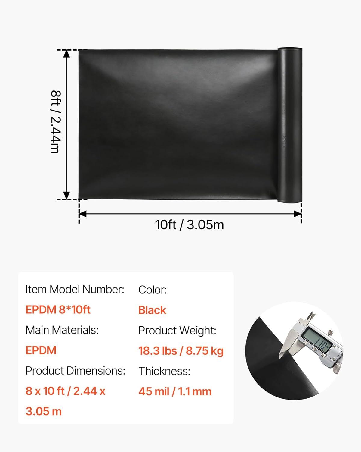 image:imageVEVOR 10 x 13 ft Pond Liner 20 Mil Thickness Pliable amp Durable LLDPE Material Easy Cutting Underlayment for Fish or KoiWaterfall Fountains Water Gardens Black8 x 10 ft