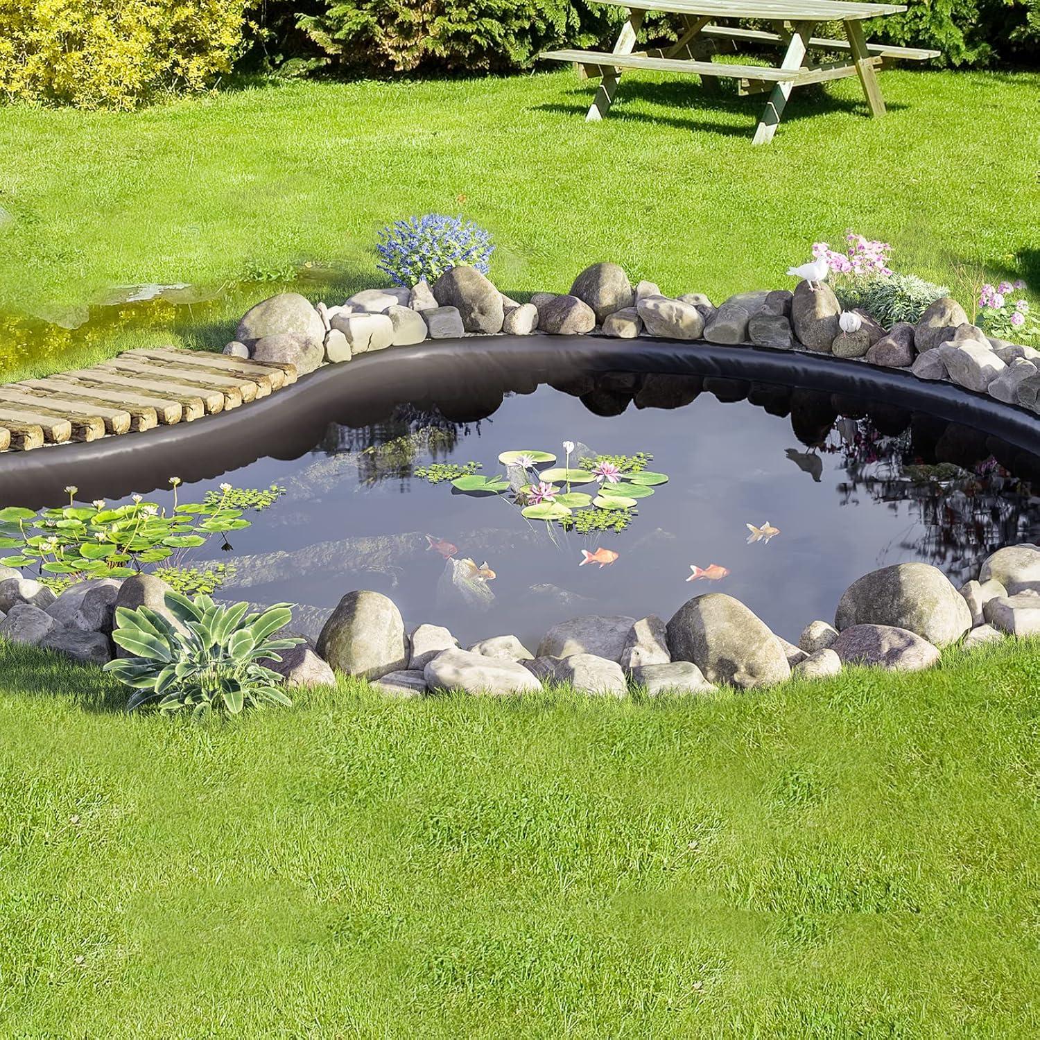 image:imageVEVOR 10 x 13 ft Pond Liner 20 Mil Thickness Pliable amp Durable LLDPE Material Easy Cutting Underlayment for Fish or KoiWaterfall Fountains Water Gardens Black30 x 35 ft