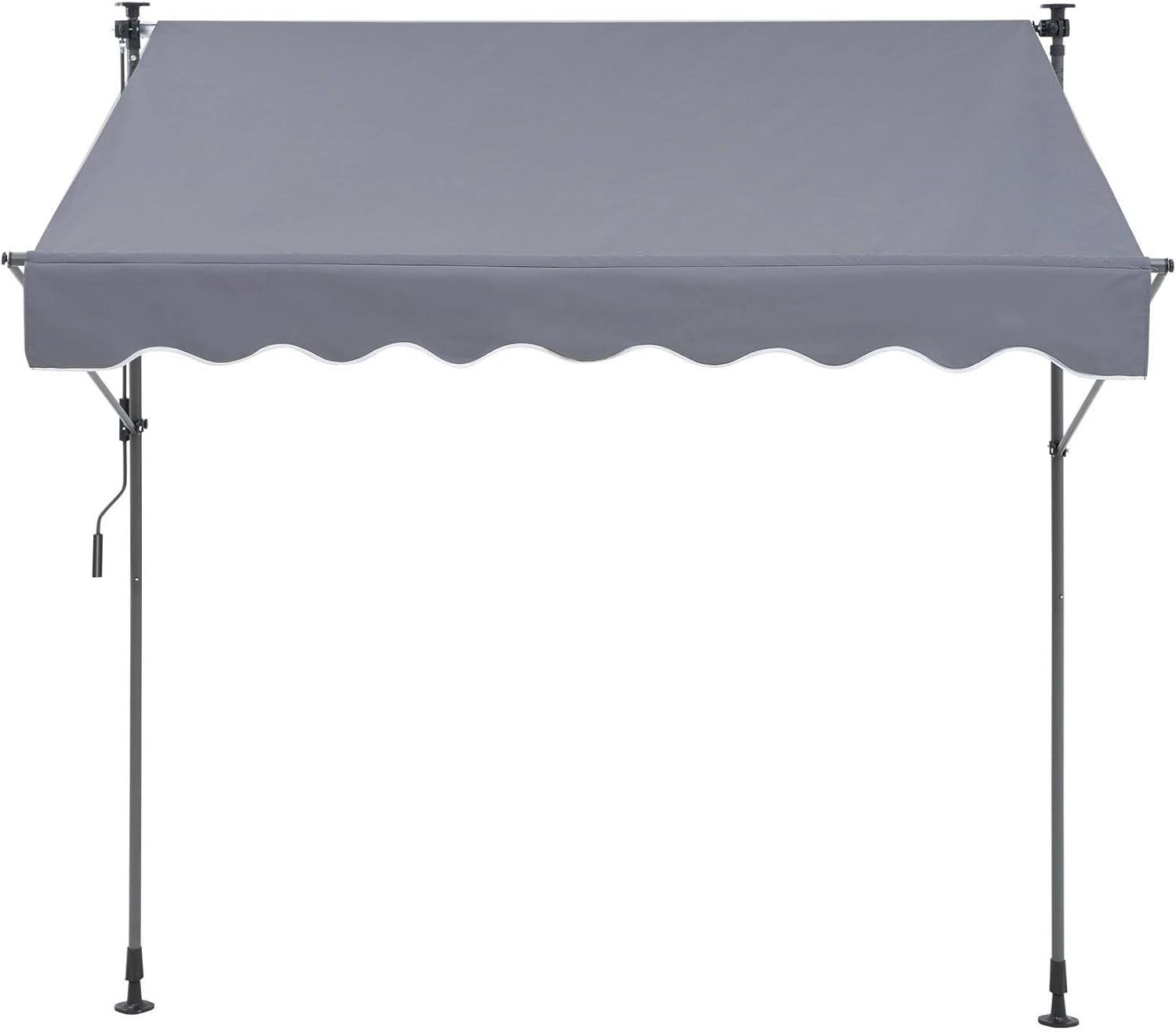 image:imageVEVOR 138 x 47 Patio Awning Retractable Outdoor Retractable Patio Awning Sunshade Shelter Adjustable Patio Door Window Canopy with Manual Crank Handle for Backyard Garden Balcony Dark Gray7847