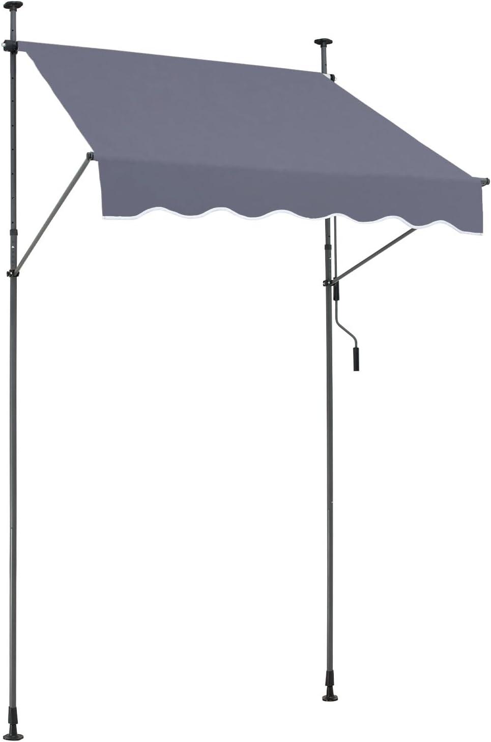 image:imageVEVOR 138 x 47 Patio Awning Retractable Outdoor Retractable Patio Awning Sunshade Shelter Adjustable Patio Door Window Canopy with Manual Crank Handle for Backyard Garden Balcony Dark Gray59 47