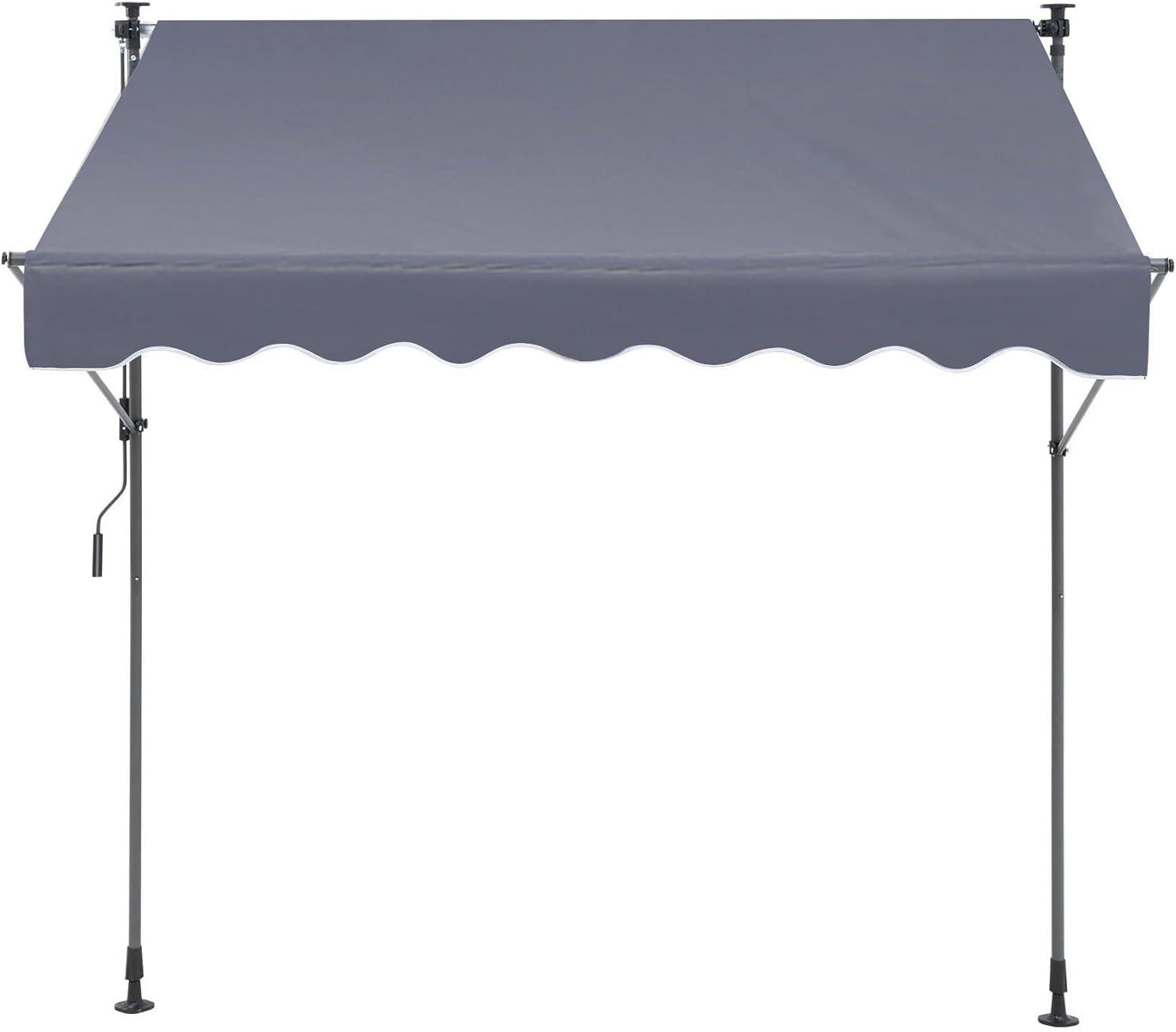 image:imageVEVOR 138 x 47 Patio Awning Retractable Outdoor Retractable Patio Awning Sunshade Shelter Adjustable Patio Door Window Canopy with Manual Crank Handle for Backyard Garden Balcony Dark Gray118 47