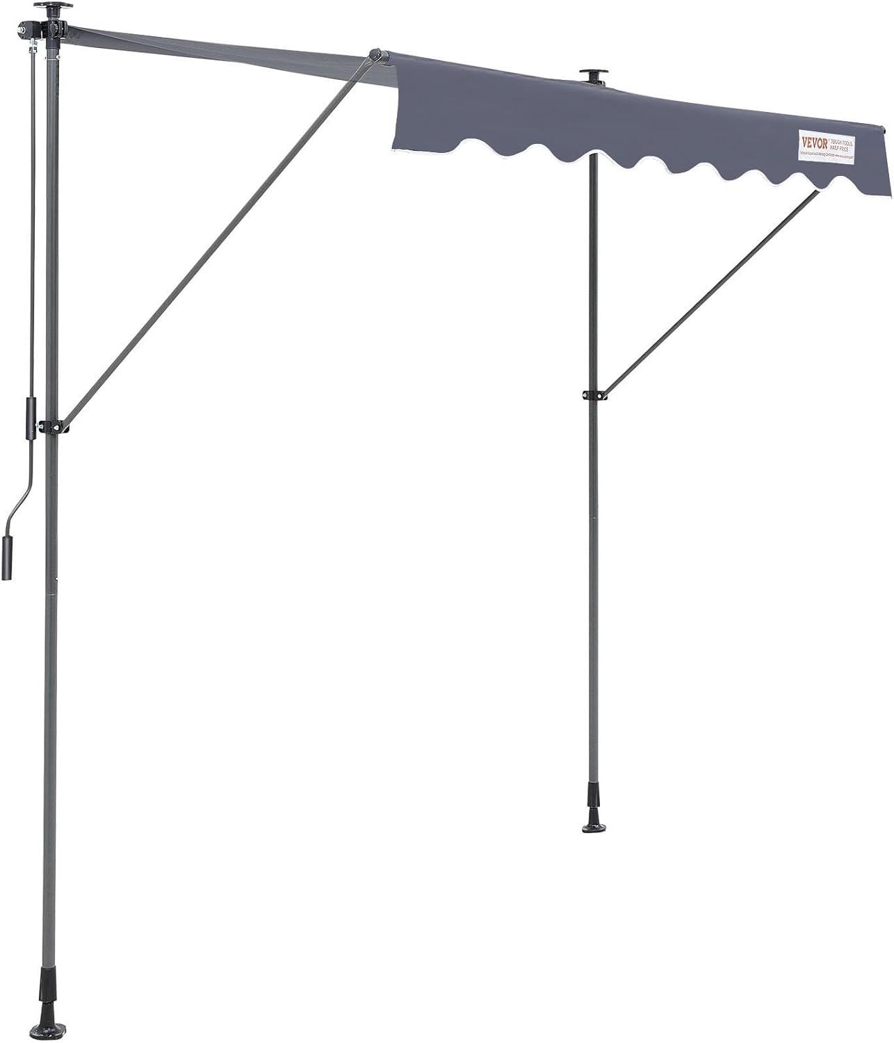 image:imageVEVOR 138 x 47 Patio Awning Retractable Outdoor Retractable Patio Awning Sunshade Shelter Adjustable Patio Door Window Canopy with Manual Crank Handle for Backyard Garden Balcony Dark Gray118 47